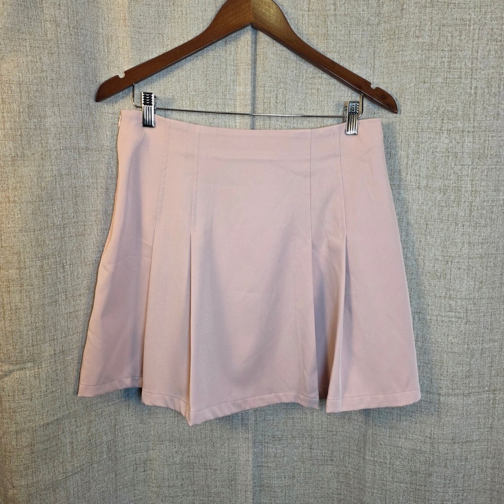 Cider Pleated Mini Skirt Women's L‎ Light Pink Side Zip Y2K Preppy Barbiecore